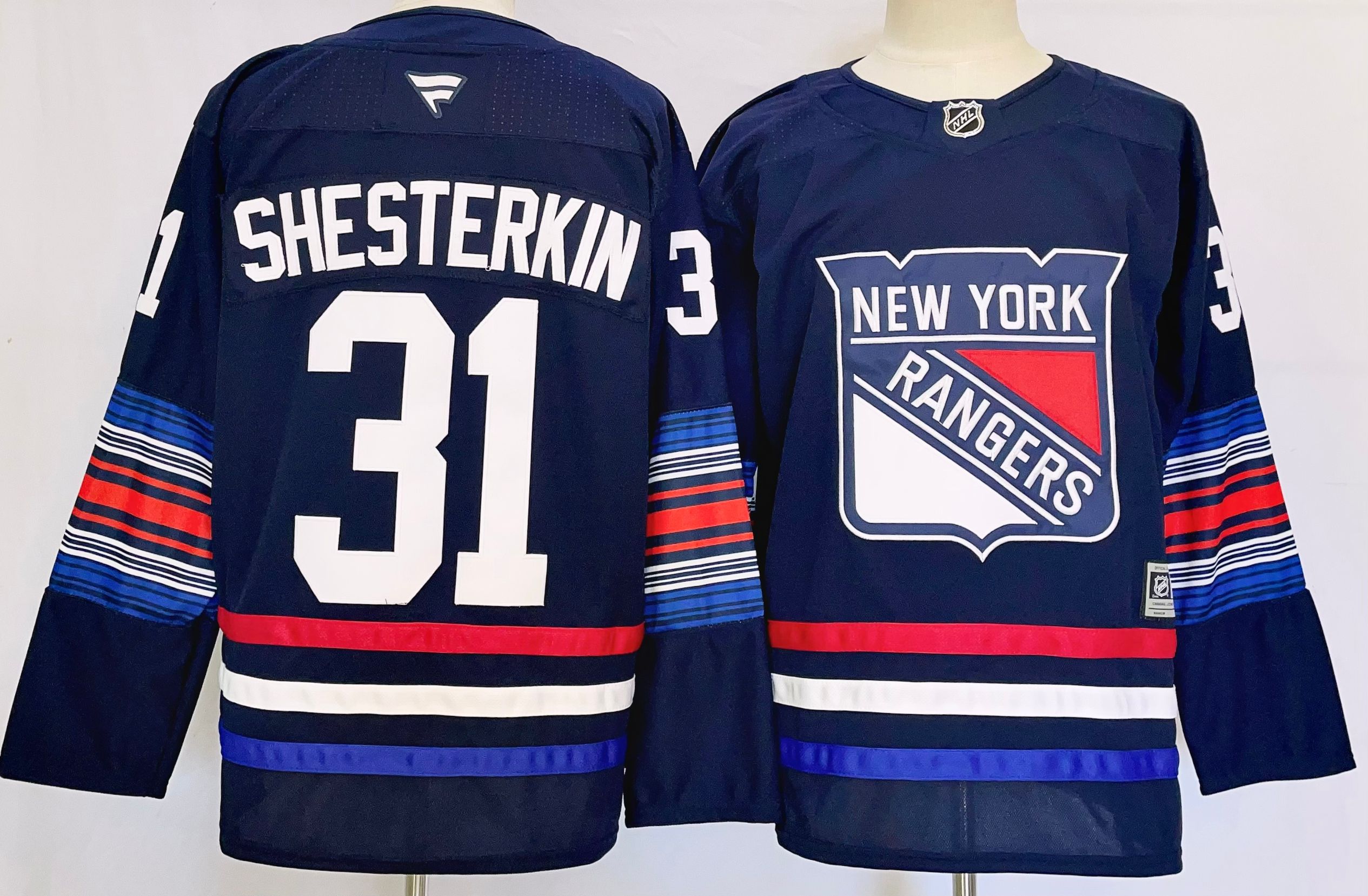 Men New York Rangers #31 Shesterkin Drak Blue 2025 Home Premier Player NHL Jersey